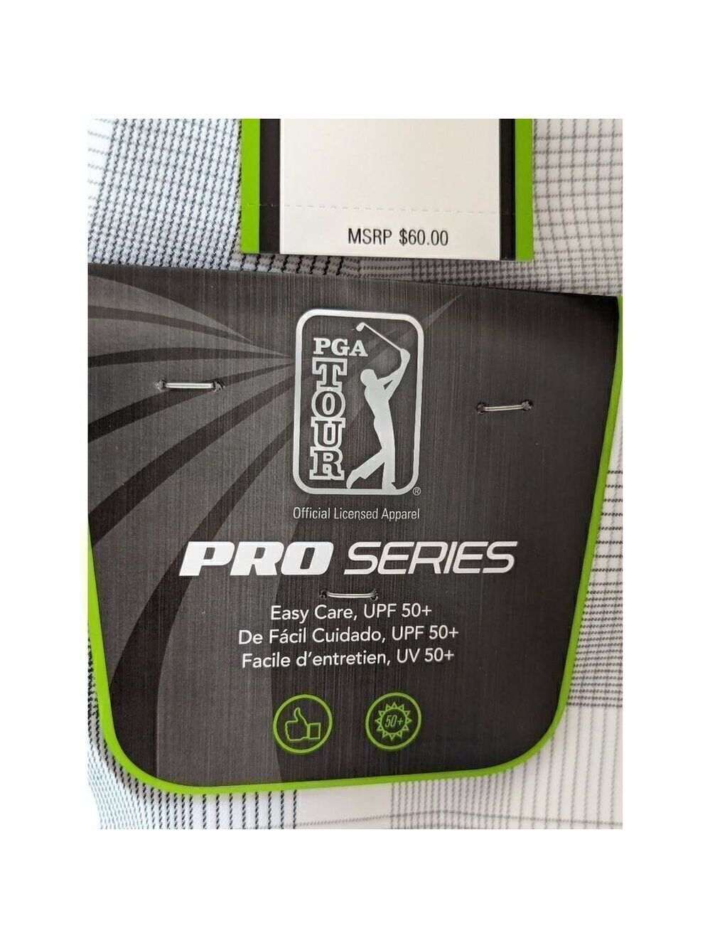 PGA Tour Pro Series Mens Gray White Plaid UPF 50+ Golf Shorts Size 38 NWT - Picture 4 of 6